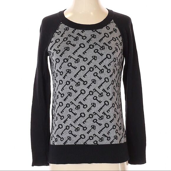 Merona Skeleton Key Print Black & Gray Sweater - Picture 1 of 8